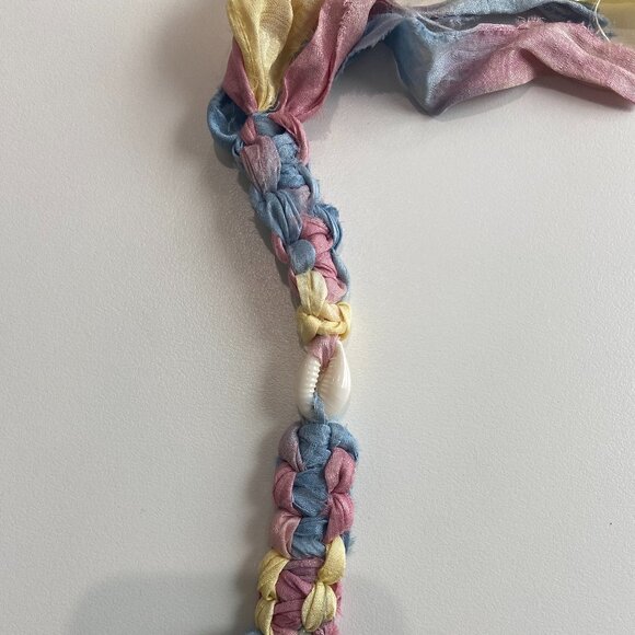 Beachy, Boho, Silk Fabric Wrap Bracelet w/ Shell, Logan Tay, Castaway Lolli, New - Picture 7 of 7